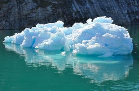 Blue ice iceberg reflected in Disko Bay-7-12-14